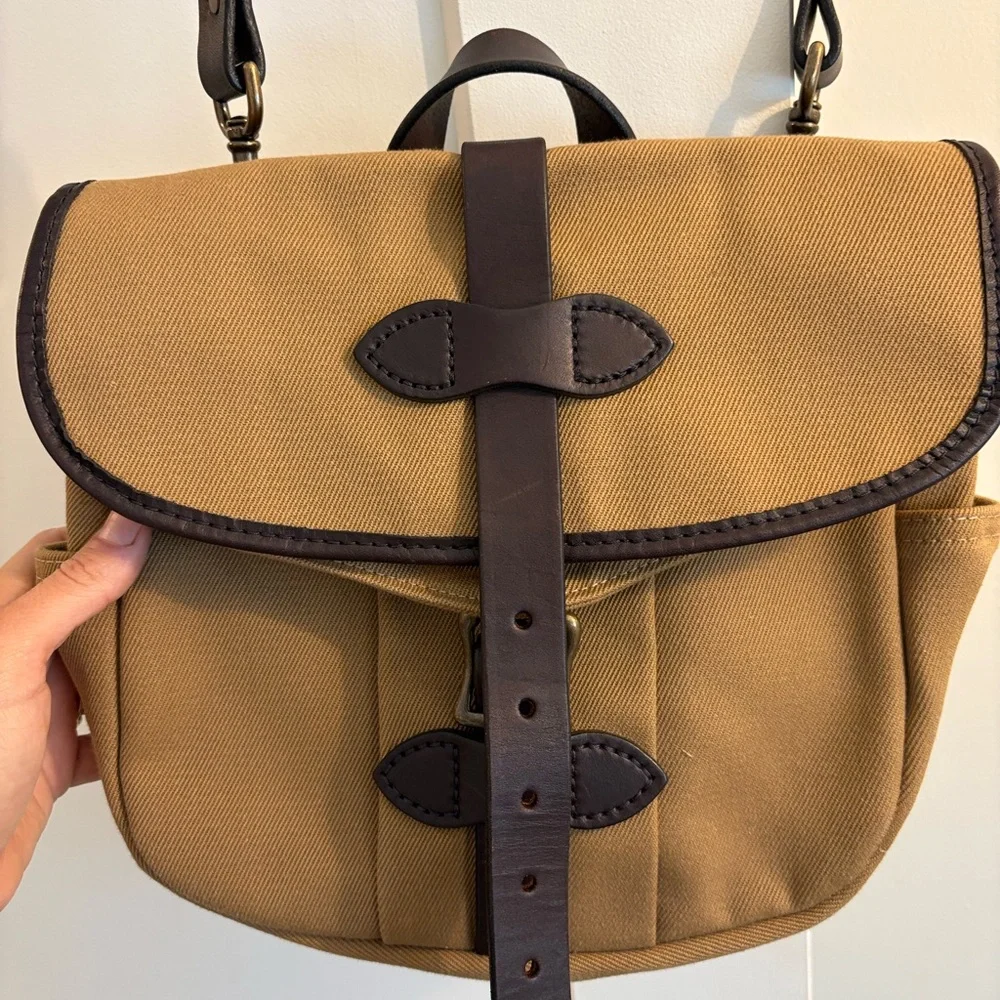 Filson Rugged Twill Field Bag - Tan and Brown Leather